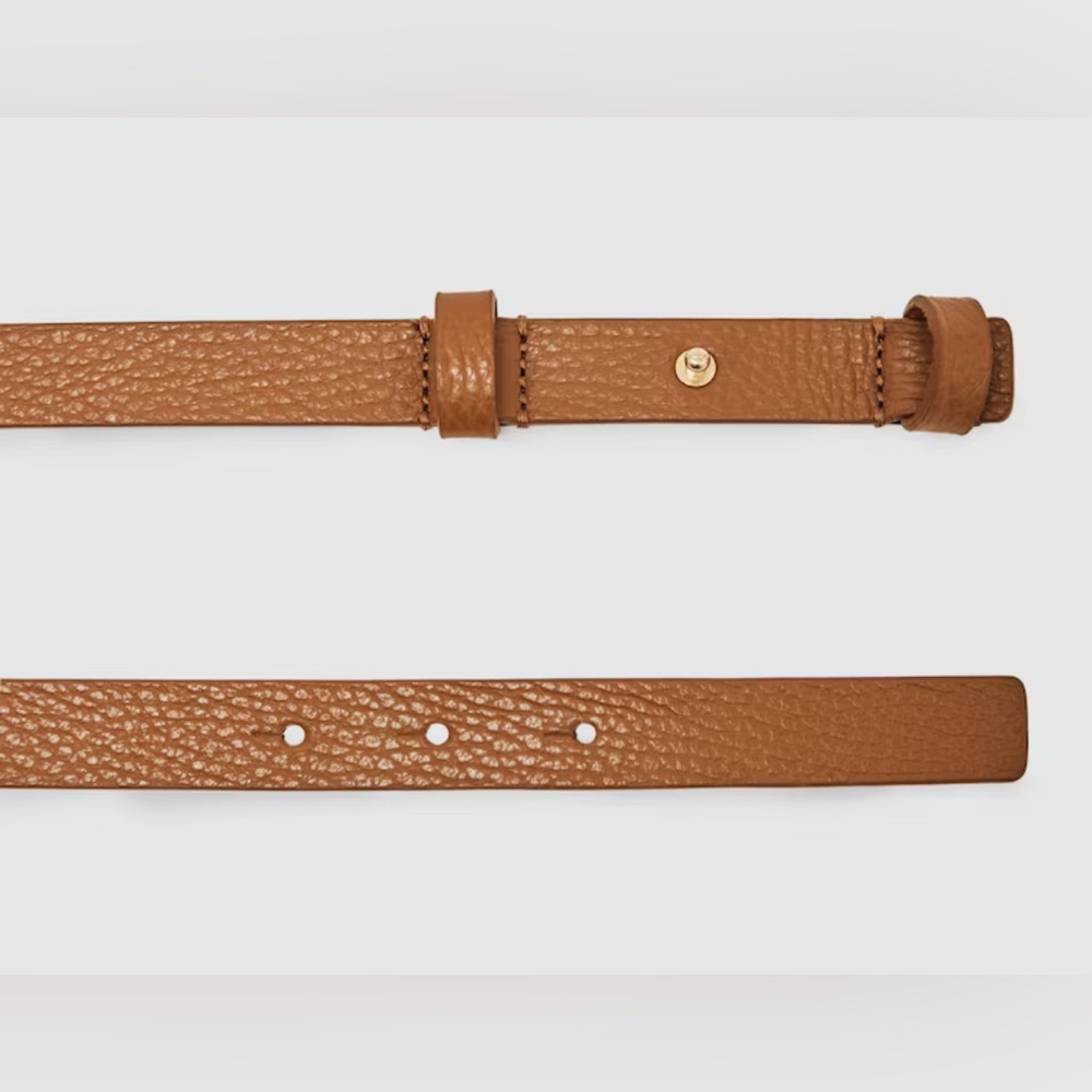 NWOT Reiss Hayley Leather Square Hinge Belt in Tan (M) - Picture 4 of 11